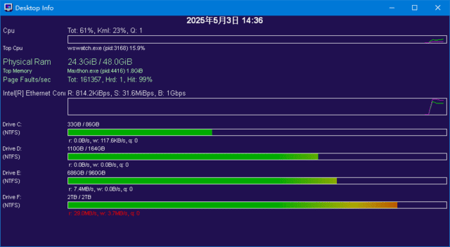 桌面实时信息 Desktop Info 绿色版,桌面工具,第1张
